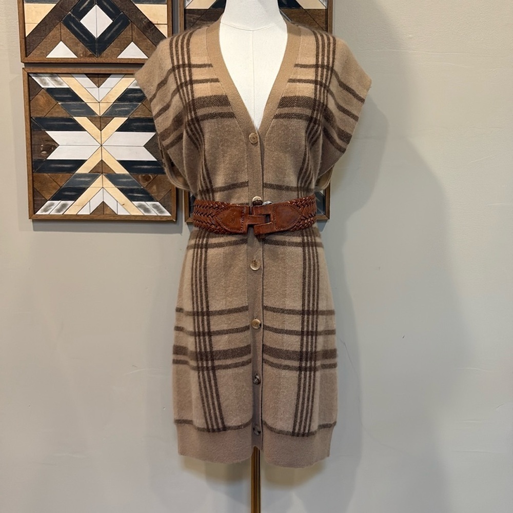 Ralph Lauren Collection Cashmere Cardigan Plaid Sweater Dress Small *Sample*